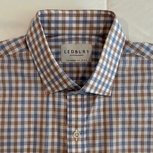 Ledbury Men's Casual Checkered Shirt - Blue and Brown